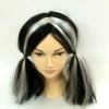 Qianfang's festival wig hat, black and white two-color witch wig, double braids, Halloween cosplay wig 2335 Specification image